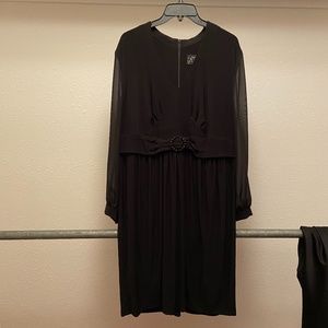 Alex Evenings Plus Size Mesh Sleeve Black Dress